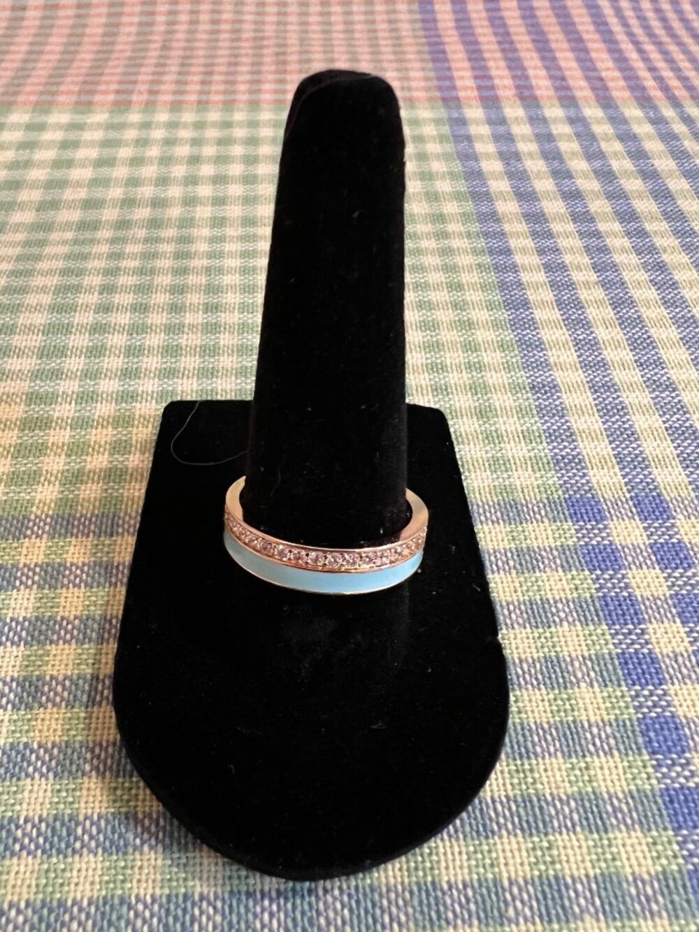 NEW Elizabeth Stone Pave Enamel Stacking Ring - Robin's Egg Blue - Size 8